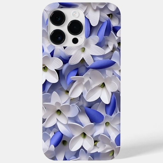 PAARSE BLAUW WIT 3-D PAPIER LOOK BLUEBELLS Case-Mate iPhone CASE (Achterkant)