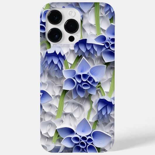 PAARSE BLAUW WIT 3-D PAPIER LOOK BLUEBELLS Case-Mate iPhone CASE (Achterkant)