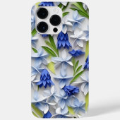 PAARSE BLAUW WIT 3-D PAPIER LOOK BLUEBELLS Case-Mate iPhone CASE (Achterkant)