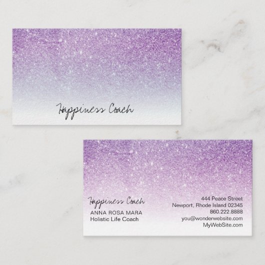 *~* Paarse Blauw Wit Ombre Gradient Glitter Visitekaartje (Voorkant / Achterkant)