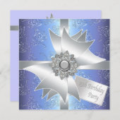 Paarse Blauwe 15e Verjaardag Uitnodiging (Voorkant / Achterkant)