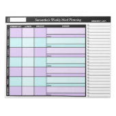 Paarse & Blauwe Aangepaste Wekelijkse Maaltijd Pla Notitieblok (Voorkant)