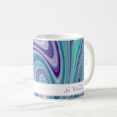 Paarse blauwe Abstracte golf Koffiemok (Voorkant rechts)