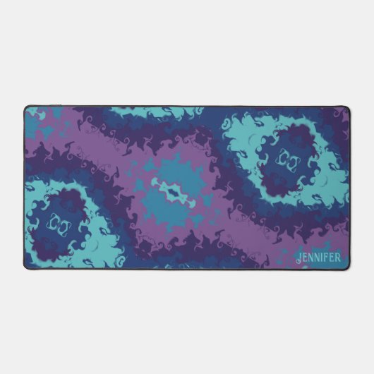 Paarse Blauwe Abstracte Moderne Kleurrijke Boho Na Bureaumat (Voorkant)