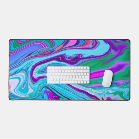 Paarse Blauwe Abstracte Speelse Marmeren Ontwerpna Bureaumat (Keyboard & Muis)