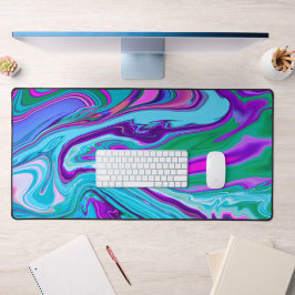 Paarse Blauwe Abstracte Speelse Marmeren Ontwerpna Bureaumat