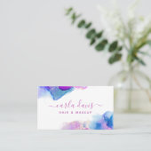 Paarse blauwe alcoholinkt visitekaartje (Staand voorkant)