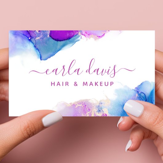 Paarse blauwe alcoholinkt visitekaartje