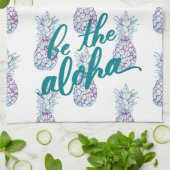 Paarse blauwe ananas Aloha Kitchen Towel Theedoek (Gevouwen)