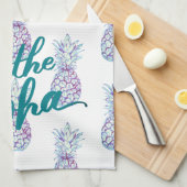 Paarse blauwe ananas Aloha Kitchen Towel Theedoek (Quarter Fold)