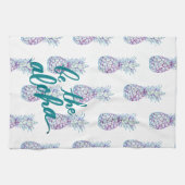 Paarse blauwe ananas Aloha Kitchen Towel Theedoek (Horizontaal)