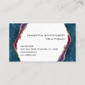 Paarse Blauwe Aqua Gold Veins Agate Professional Visitekaartje (Achterkant)