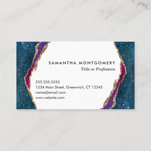 Paarse Blauwe Aqua Gold Veins Agate Professional Visitekaartje (Achterkant)