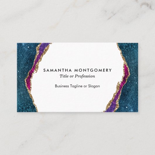 Paarse Blauwe Aqua Gold Veins Agate Professional Visitekaartje (Voorkant)