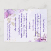 Paarse Blauwe Aquarel Bloem Bruiloft Uitnodiging (Achterkant)