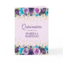 Paarse Blauwe Aquarel Bloem Quinceañera Foto