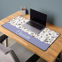 Paarse Blauwe Aquarel Wilde Bloem Monogram Naam