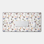 Paarse Blauwe Aquarel Wilde Bloem Monogram Naam Bureaumat (Keyboard & Muis)