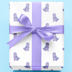 Paarse Blauwe Baby Dinosauruspatroon Cadeaupapier