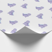 Paarse Blauwe Baby Dinosauruspatroon Cadeaupapier (Hoek)