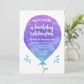 Paarse Blauwe Ballon Uitnodiging (Staand voorkant)