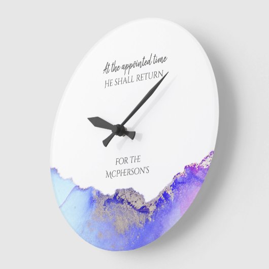 Paarse blauwe Bijbelprijsopgave gepersonaliseerd Grote Klok (Hoek)