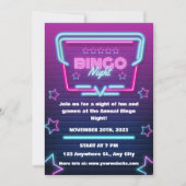 Paarse Blauwe Bingo Avond Feest Uitnodiging (Voorkant)