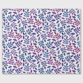 Paarse blauwe bladeren. Waterverf floreel patroon Cadeaupapier (Vlak)