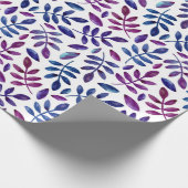 Paarse blauwe bladeren. Waterverf floreel patroon Cadeaupapier (Hoek)