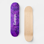 Paarse Blauwe Bladpatroon Blad Vet Aangepaste Naam Persoonlijk Skateboard (Voorkant)
