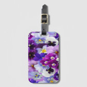 Paarse Blauwe Blanke Floral Flowers Bagagelabel (Voorkant (verticaal))