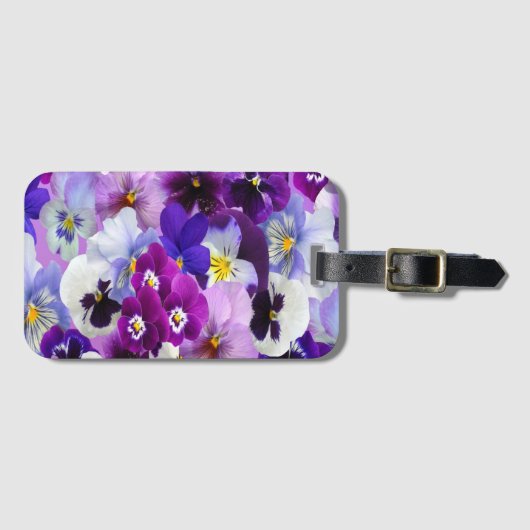 Paarse Blauwe Blanke Floral Flowers Bagagelabel (Voorkant (horizontaal))