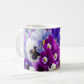 Paarse Blauwe Blanke Floral Flowers Koffiemok (Voorkant links)