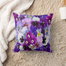 Paarse Blauwe Blanke Floral Flowers Kussen