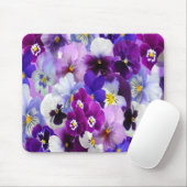 Paarse Blauwe Blanke Floral Flowers Muismat (Met muis)