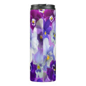 Paarse Blauwe Blanke Floral Flowers Thermosbeker (Achterkant)