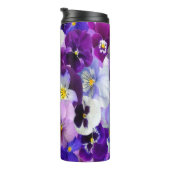 Paarse Blauwe Blanke Floral Flowers Thermosbeker (Geroteerd rechts)