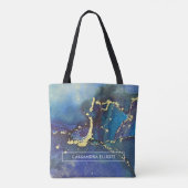 Paarse blauwe Blauwgroen en gouden Abstracte Vloei Tote Bag (Achterkant)