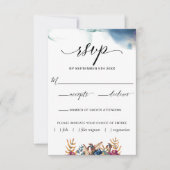 Paarse Blauwe Blauwgroen Waterverf & Floral Maalti RSVP Kaartje (Voorkant)