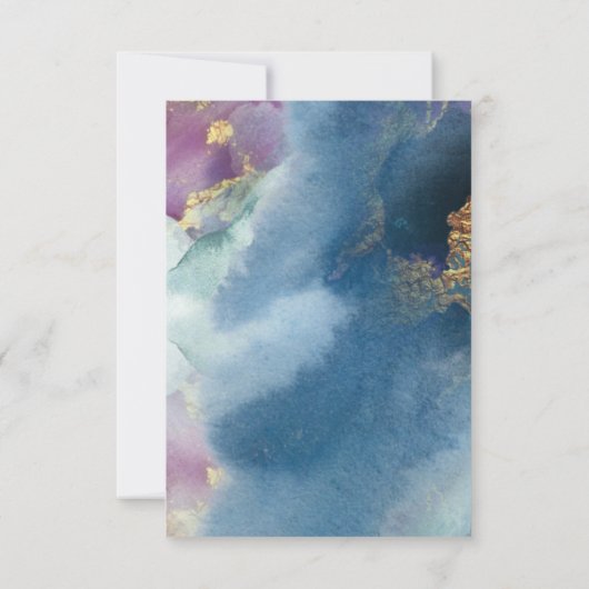 Paarse, Blauwe, Blauwgroen Waterverf RSVP met Maal (Achterkant)