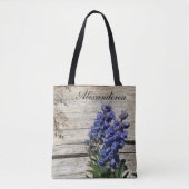 paarse blauwe bloem, gepersonaliseerde naam Bride, Tote Bag (Voorkant)