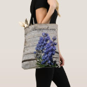 paarse blauwe bloem, gepersonaliseerde naam Bride, Tote Bag (Dichtbij)