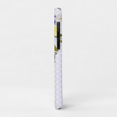 Paarse Blauwe Bloem Polka Dot Monogram Case-Mate iPhone Case (Achterkant/links)