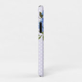 Paarse Blauwe Bloem Polka Dot Monogram Case-Mate iPhone Case (Achterkant/rechts)