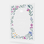 Paarse Blauwe Bloemen Afstuderen Party Sign Acryl Bord (Hoek)