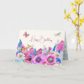 Paarse blauwe bloemen bloeien voorjaar kaart (Gele Bloem)