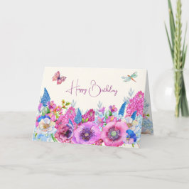 Paarse blauwe bloemen bloeien voorjaar kaart