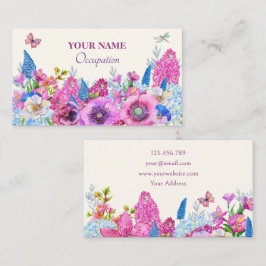 Paarse blauwe bloemen bloeien voorjaar visitekaartje