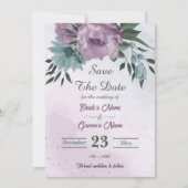 paarse blauwe bloemen botanisch save the date (Voorkant)