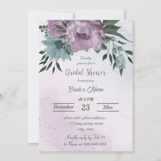 paarse blauwe bloemen botanisch vrijgezellenfeest kaart (Voorkant)